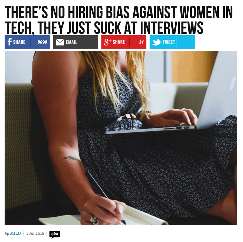 Titular: “No hay un sesgo de contratación contra las mujeres en tecnología, simplemente son muy malas en las entrevistas”